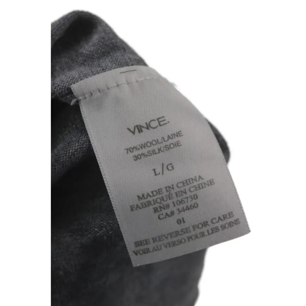 Vince Mens Pullover V-Neck Wool Gray Long Sleeve Size L